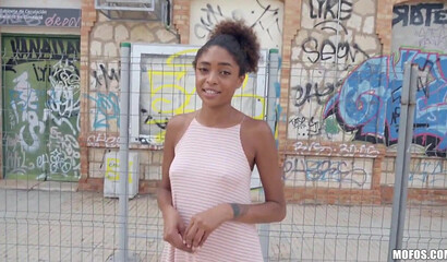 Dark-skinned girl has sex with her boyfriend on the street