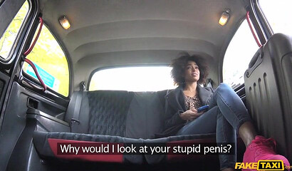 Curly black girl fucks cab driver after trip